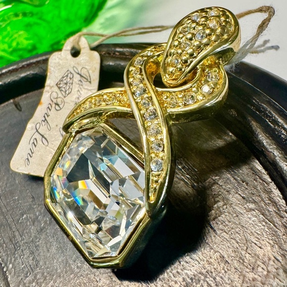 VTG ‘Jewels by Park Lane’ Rhinestone Crystal Gold-Tone Pendant Necklace - Picture 4 of 16